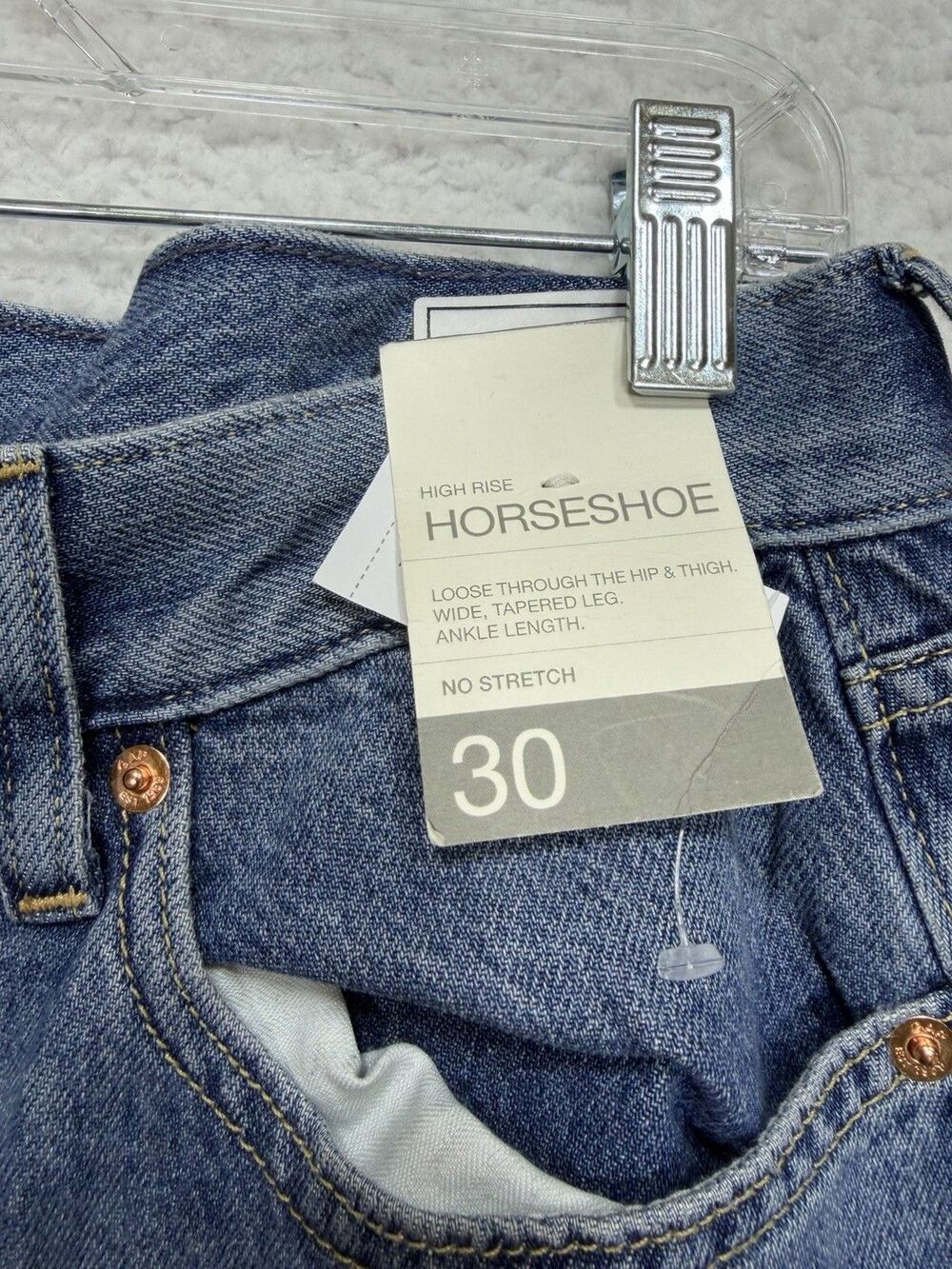 Gap Jeans Pants Women Blue High Rise Ultra Soft Horseshoe Preppy Boho Sz 30 NWT - Picture 5 of 9